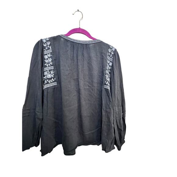 Abercrombie & Fitch Women's Navy Blue V-Neck Boho Embroidered Blouse Top Size S - Picture 4 of 4